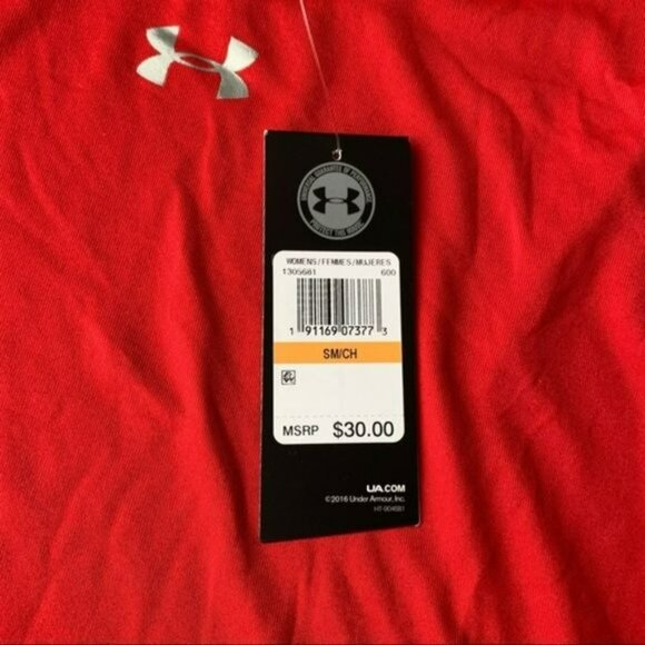 Under armour women's size small red long sleeve athletic workout shirt tee NWT's - Picture 2 of 7